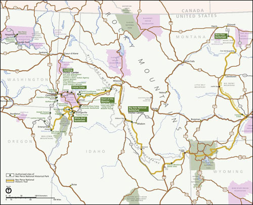 Nez Perce National Historical Park, Washington Map