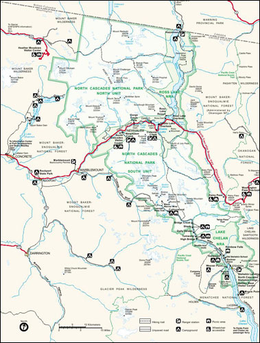 North Cascades National Park Service Complex, Washington Map