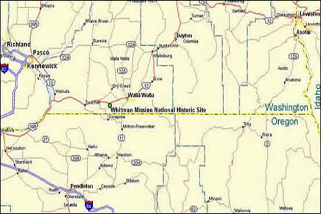 Whitman Mission National Historic Site, Washington Map